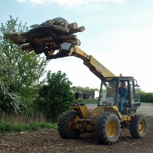 Forklift with large logs